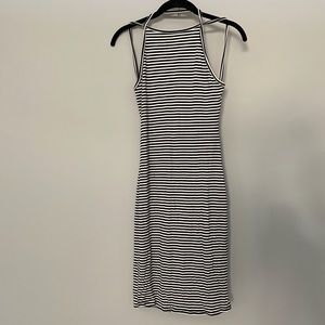 Rolls Coster B + W Striped Bodycon Midi Dress